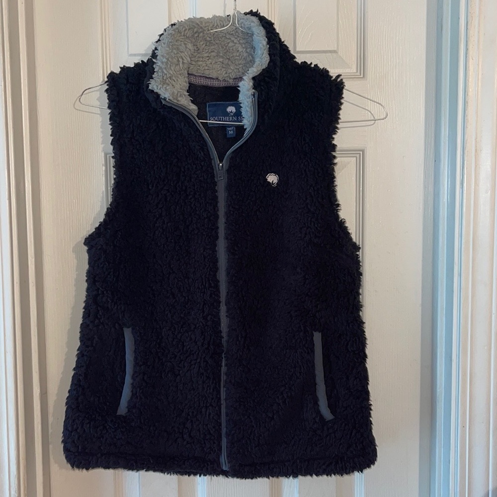 Southern Shirt Vest Black Furry Ladies Size M